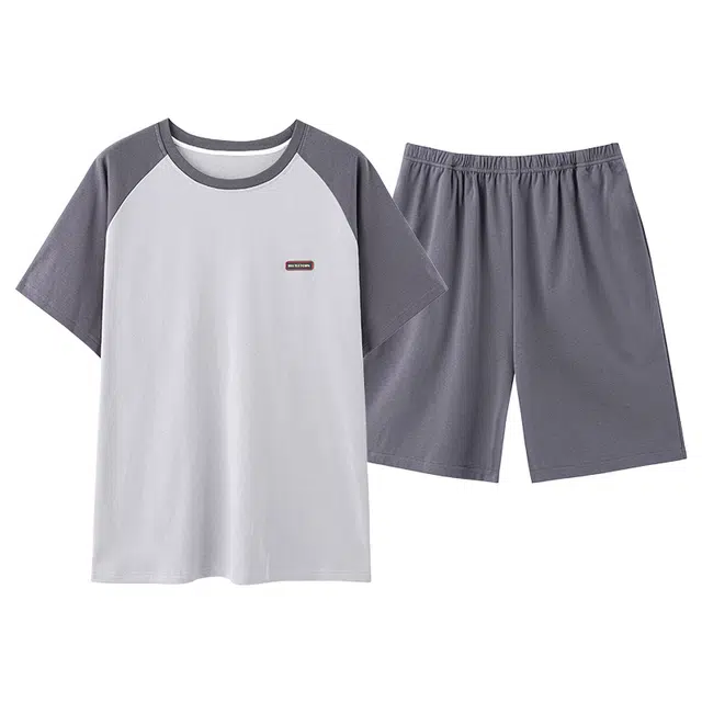 芬腾可安 休闲经典时尚简约舒适亲肤圆领家居服睡衣套装 男款 灰色