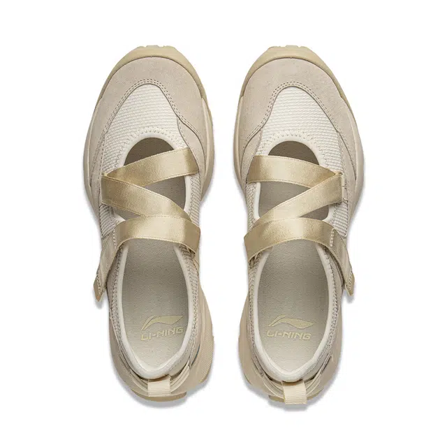 中国李宁 潮流舒适 减震回弹 低帮 生活休闲鞋 女款 米棕色