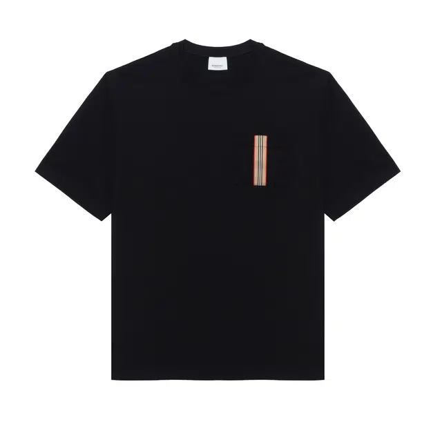 Burberry SS24 Striped Applique Crewneck T-Shirt Black
