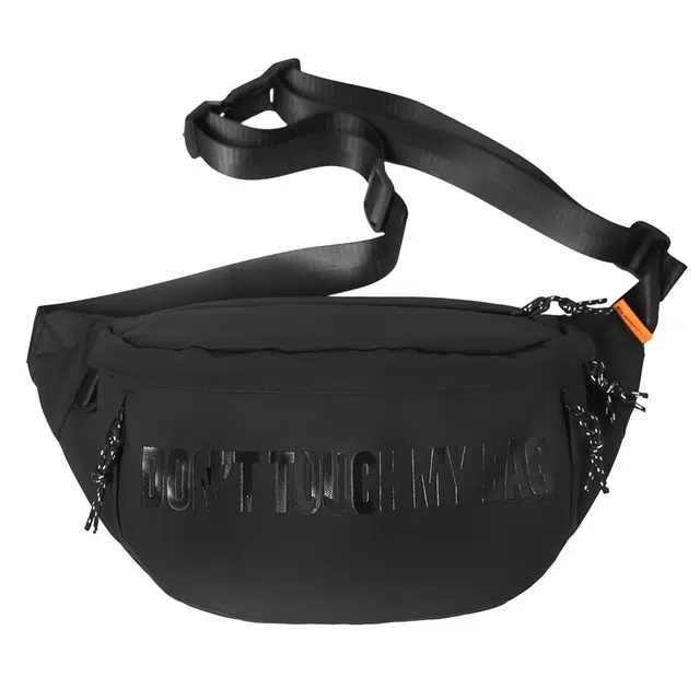 德力熊 通勤时尚潮牌设计感骑行 皮膜 腰包 男女同款情侣款 黑色/白色/桔色