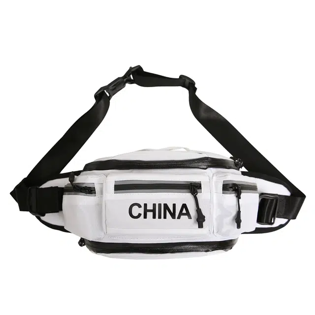 德力熊  骑行包防水潮牌 尼龙 腰包 常规 男女同款情侣款 黑色白色蓝色绿色白配蓝