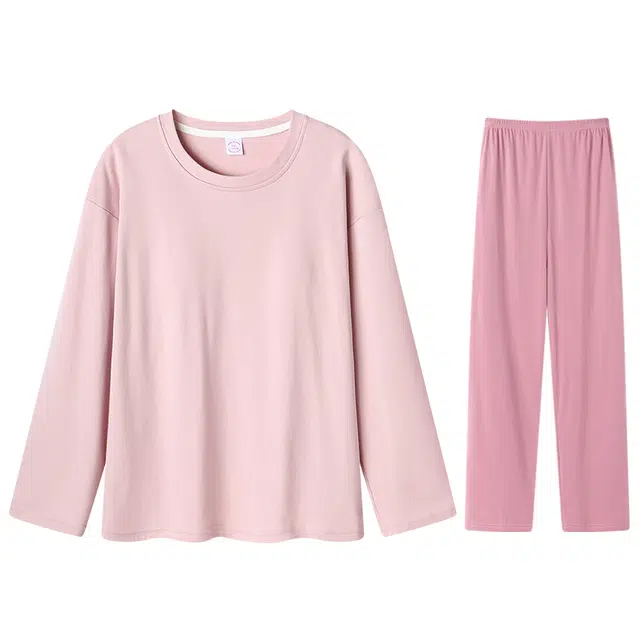 向薇 带胸垫休闲舒适简约长袖家居服睡衣套装 女款 图片色