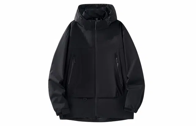 雅鹿 纯色多口袋设计机能防风休闲户外运动宽松连帽夹克外套 男女同款