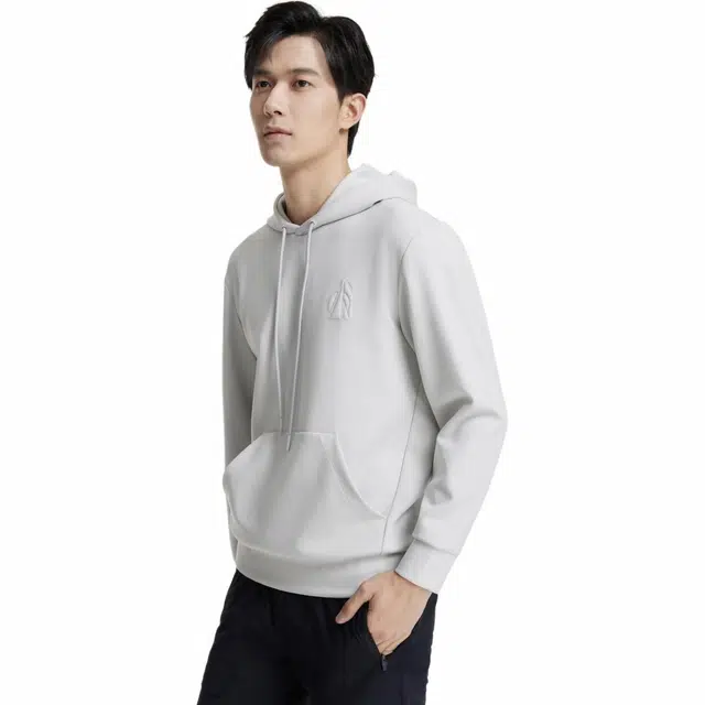 九牧王男裤专家 巴黎时装周定制配色质感百搭纯色抽绳连帽套头休闲通勤户外卫衣 男款