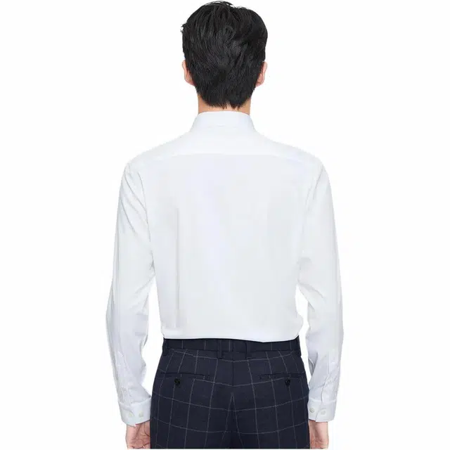 九牧王男裤专家 轻户外简约抗皱易打理纯色方领长袖正式婚礼商务面试衬衫 男款