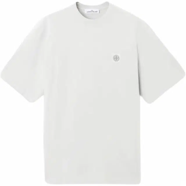 Stone Island Patch Crew Neck T-Shirt Gray White