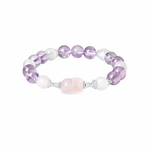 阿梵尼 九紫离火貔貅 能量石财事业小众新中式瑞兽手饰#好运天然 紫水晶 手串 女款