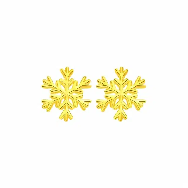 老凤祥 飘然雪花 精致轻奢高级感 小众百搭设计温柔时尚首饰 极简百搭优雅高贵显气质#好运 足金 按克计价 黄金耳钉 女款