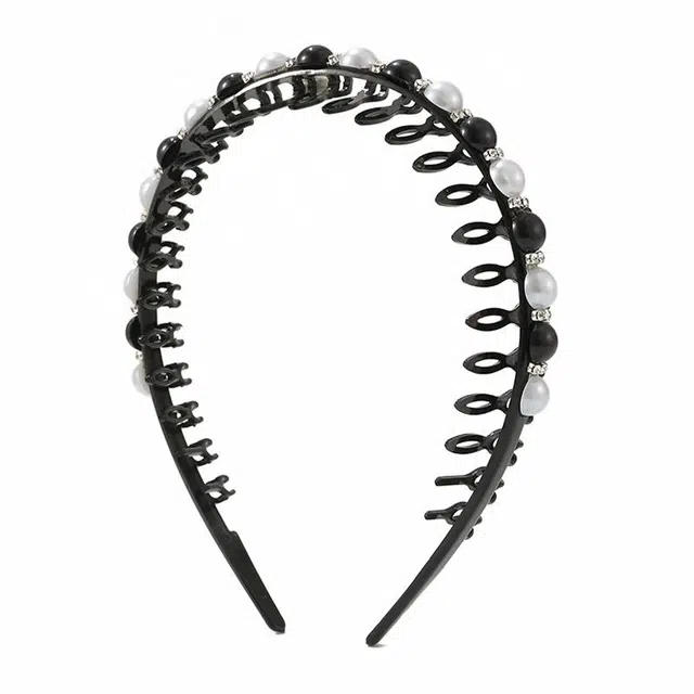 如花梦 珍珠发卡洗脸头箍碎发整理神器防滑带齿夏季头饰 亚克力 发箍 女款