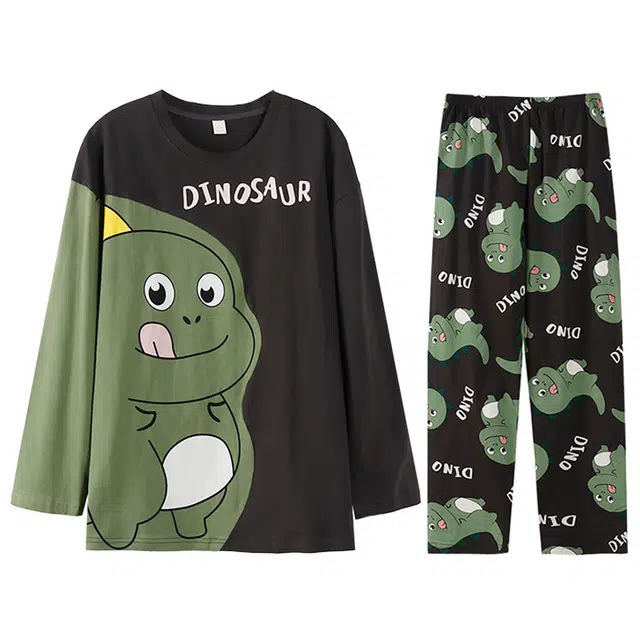 向薇 全棉青少年长袖长裤休闲睡衣套装 男款 图片色