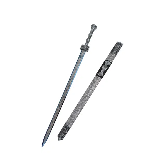 天字号 如意宝剑 杉木鞘合金烫花剑身未开刃 成品模型