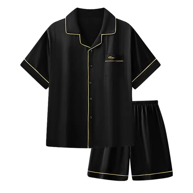 向薇 冰丝短袖青少年丝绸薄款睡衣套装 男款 图片色