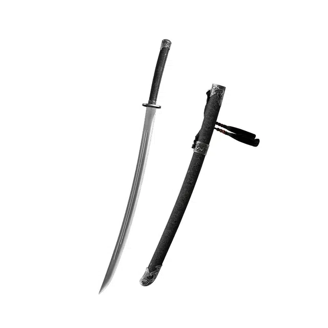 天字号 翔龙绣春刀 杉木包布鞘合金电镀高锰钢刀身未开刃 成品模型