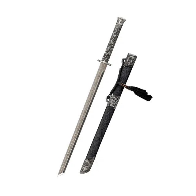 天字号 龙池唐横刀 杉木鞘合金电镀手柄高锰钢刀身未开刃收藏 成品模型