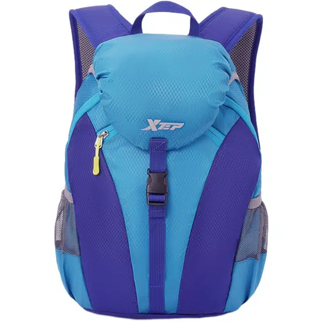 特步 旅游双肩包女轻便外出爬山旅行包男超轻出游春秋游小学生书包 涤纶 背包 常规 男女同款情侣款 深兰色