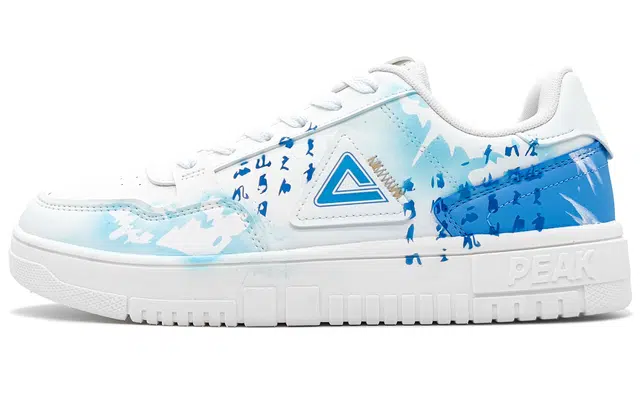 【定制球鞋】匹克 空军一号 疯玩艺术 蓝调诗词 创意涂鸦 古诗古词 潮流 礼袋款 舒适百搭 防滑减震耐磨 低帮 板鞋 男女同款 蓝白