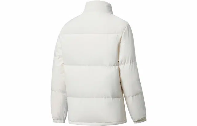 鸿星尔克 经典款拼接城市户外立领羽绒服外套 男女同款 冰川白