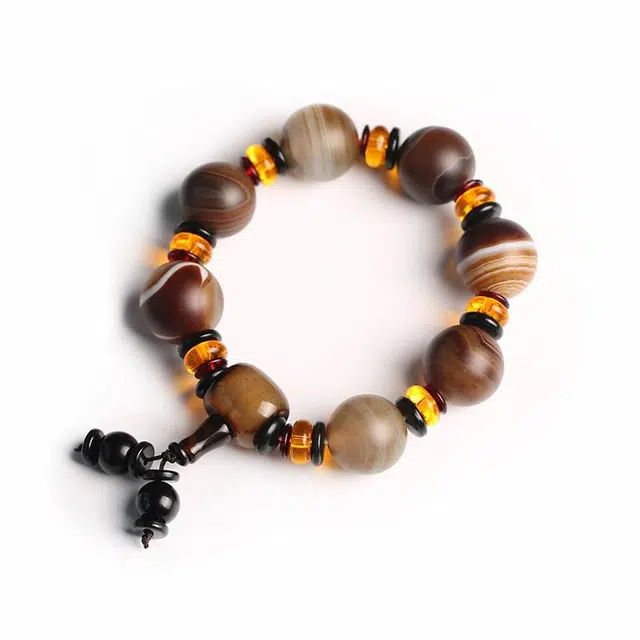 尚仟伊 缠丝手饰 民族风西藏式天珠磨砂高级感设计 礼盒#好运 玛瑙 手串 女款