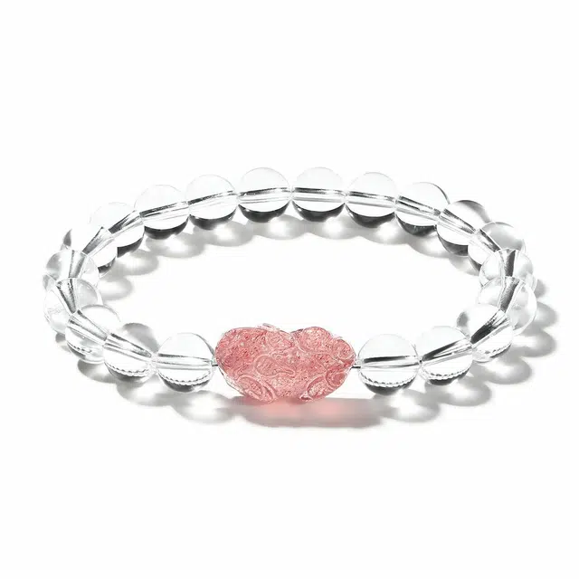 普陀山文创 桃花朵朵招财旺缘牵情万事顺意 国风古韵新中式能量磁场#好运 礼盒装貔貅 草莓晶 手串 女款