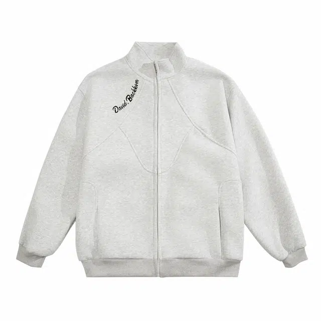 大卫贝肯 美式复古无性别主义字母印花宽松柔软舒适日常通勤百搭开衫夹克外套 男女同款