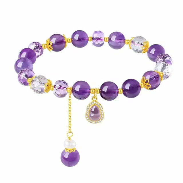 周大生 紫定有福 珍珠葫芦 国风新中式小众轻奢设计感流苏 #好运天然 紫水晶 手串 女款