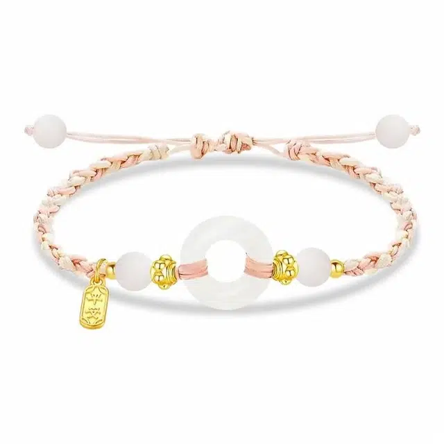 【可代写贺卡】 柯芙尼 平安喜乐 国风新中式本命年如意编织手绳可调节 玛瑙 手链 男女同款情侣款