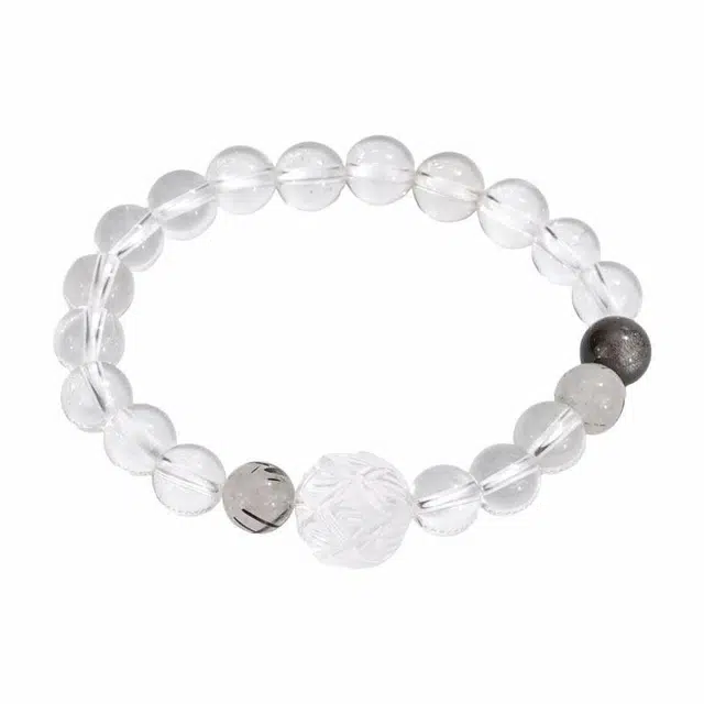陌阡雪 【能量净华】事业顺遂 财源滚滚 纯净简约高级感轻奢风精致#好运天然 白水晶 手串 男女同款情侣款
