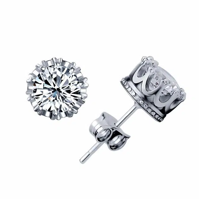 前方大荒野 镶钻皇冠托耳饰爆闪华子璀璨闪亮轻奢高级感简约时尚小众设计潮流精致气质独特个性时髦日常百搭 锆石 耳钉 女款