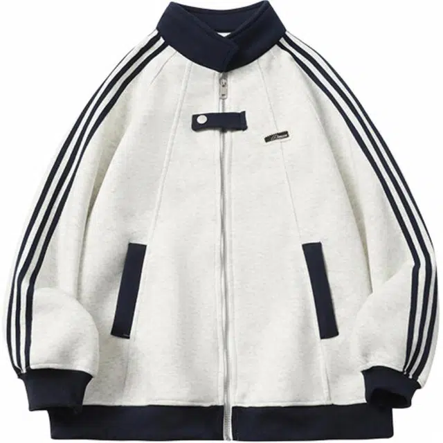 轻迎  条纹纯色百搭立领棒球服 男款
