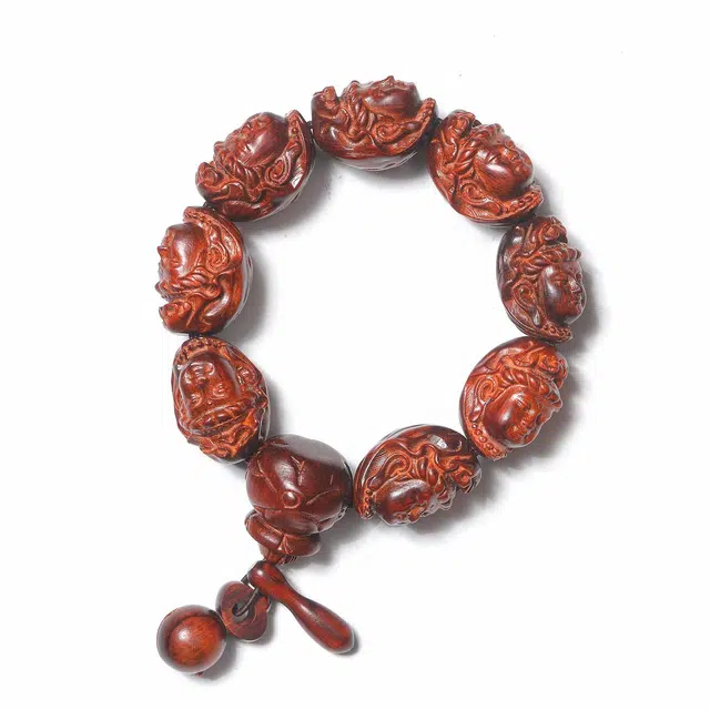 灵晔 新中式精工雕刻高油高密佛珠 万事顺遂 招财纳福转运国潮文玩轻奢感设计念珠 檀木 手串 男女同款情侣款