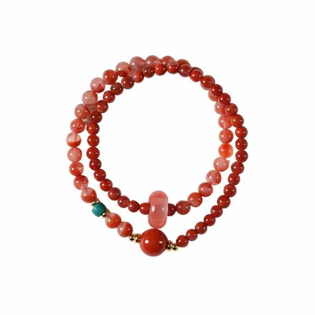 庆怡 双层叠戴 国潮复古中式百搭#好运 玛瑙 手串 男女同款情侣款