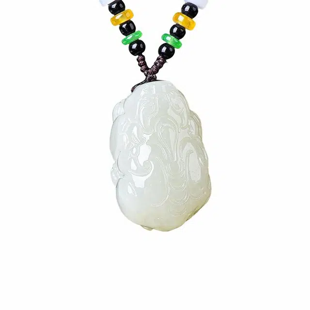 舒杰 国风吞金兽貔貅 和田玉项链 白玉/青白玉 男女同款情侣款