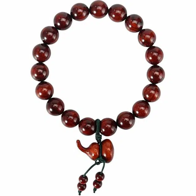 天纵 中式复古高端盘玩念珠 佛珠搭配葫芦 本命年福禄双全 一叶暴富 国潮文玩好运佛珠 紫檀属 木作手串 男女同款情侣款