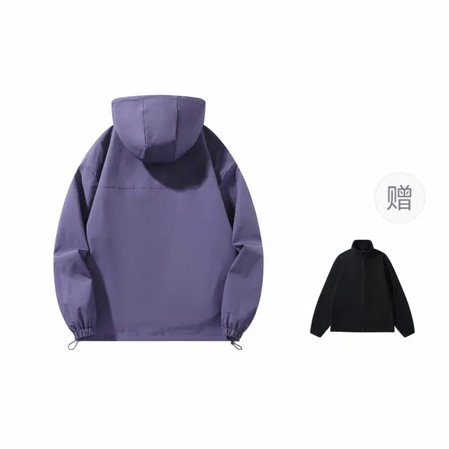 依文  品牌字母宽松休闲纯色百搭舒适连帽  防水防风透气保暖冲锋衣 男女同款