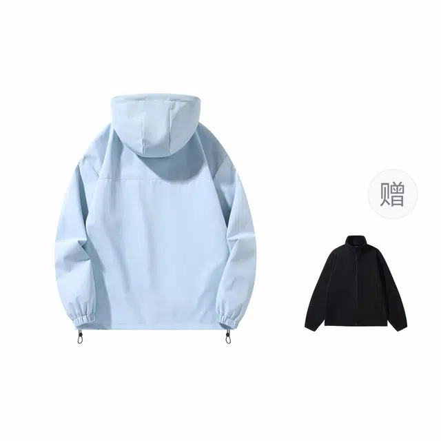 依文  品牌字母宽松休闲纯色百搭舒适连帽  防水防风透气保暖冲锋衣 男女同款