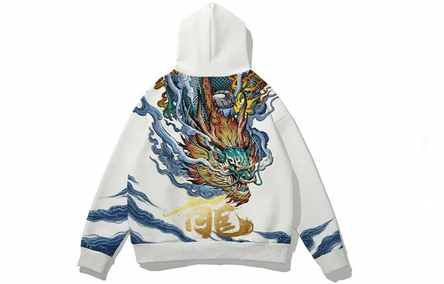 木村三社 青龙白虎数码印花连帽宽松卫衣 男女同款