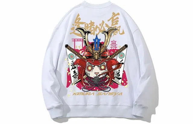 木村三社 逢赌必赢卡通印花圆领宽松卫衣 男女同款