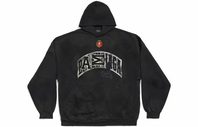 Balenciaga Letter Print Hoodie Black