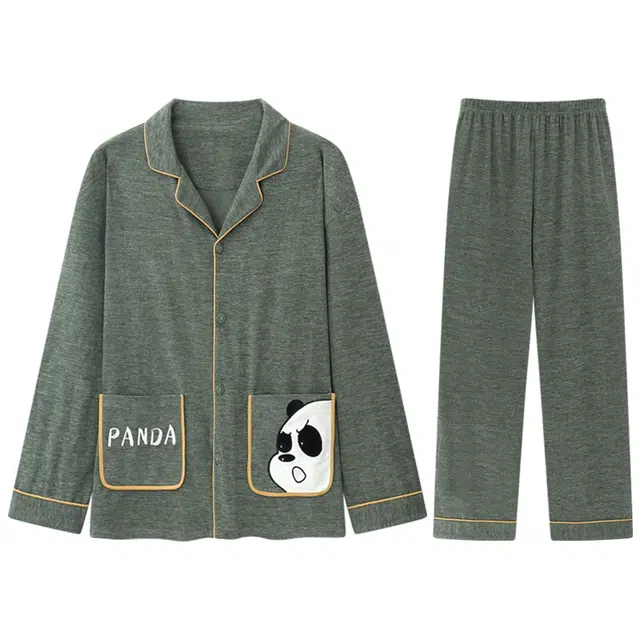 向薇 舒适保暖长袖上衣家居服长裤睡衣套装 男款 图片色