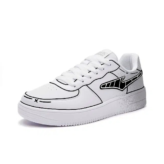 【定制球鞋】鸿星尔克 空军一号 二次元线条 时尚百搭 复古潮流 耐磨透气防滑 低帮 板鞋 男女同款 白