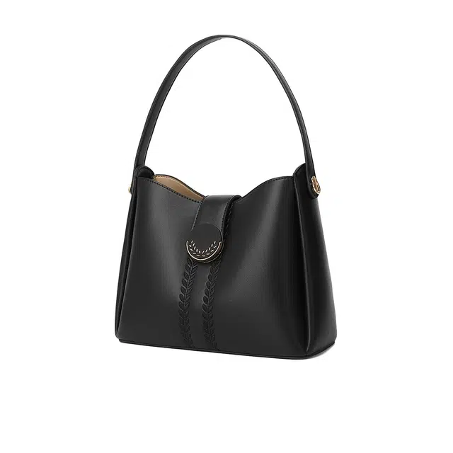 稻草人 小众高级感手工刺绣设计 聚氨酯 斜挎单肩手提包 女款 黑色/杏色