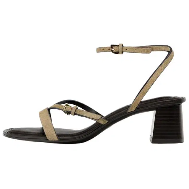 ZARA One-Strap Sandals 5cm Sand Brown
