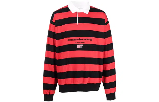 Alexander Wang FW21 Embroidered Logo Rugby Sweatshirt Red