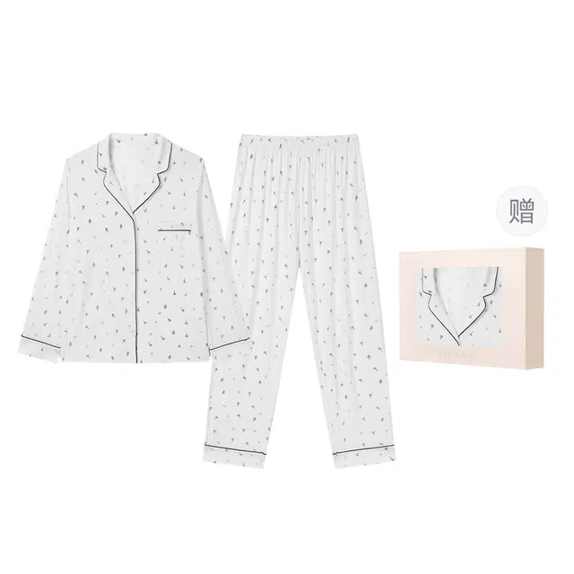 弗利少女 亲肤棉质舒适透气情侣家居服睡衣套装 春秋季 家居套装 女款