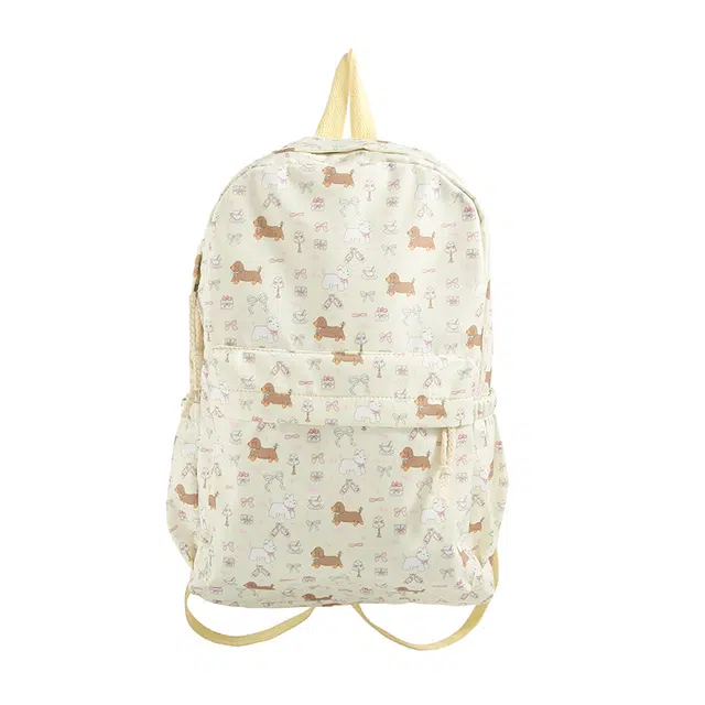 德力熊 碎花小狗可爱少女 尼龙 双肩包 女款 黄色