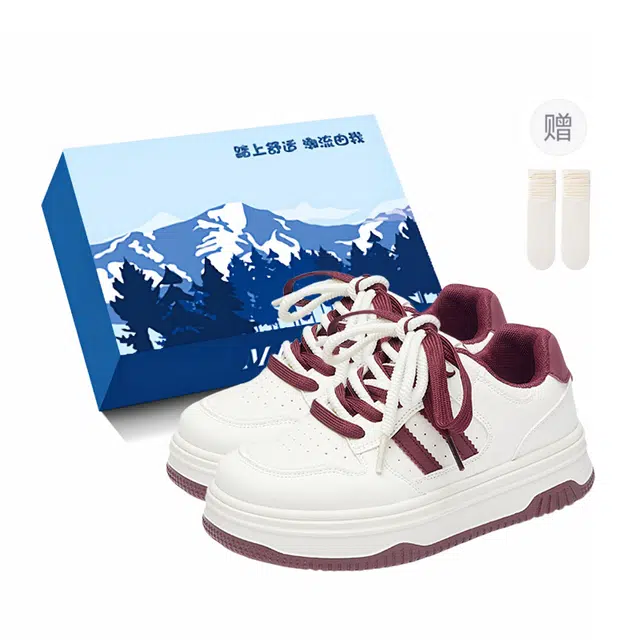 小鹿米利 丑萌厚底小白鞋女圆头小众百搭运动 防滑耐磨透气 低帮 板鞋 女