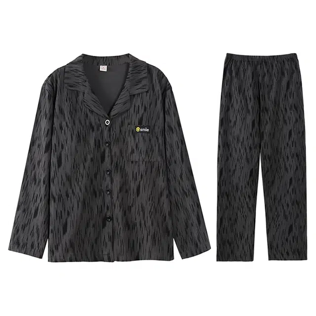 向薇 休闲带胸垫一体大码长袖长裤睡衣套装 女款 图片色