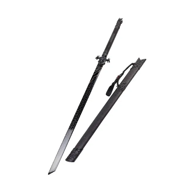 天字号 楼兰唐横刀 龙泉宝剑合金电镀高锰钢烤色刃未开刃 成品模型