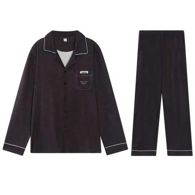 向薇 亲肤长袖长裤德绒加厚保暖休闲家居服睡衣套装 男款 图片色