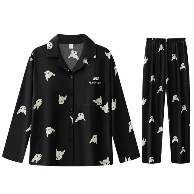 向薇 柔软亲肤可外穿长袖长裤睡衣套装 女款 图片色